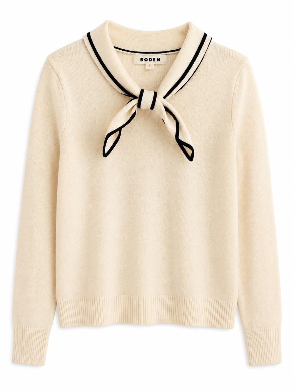Boden Natural Cream Sailor Bow Knit Jumper, Cashmere, Wool, Cotton, S - Picture 2 of 11